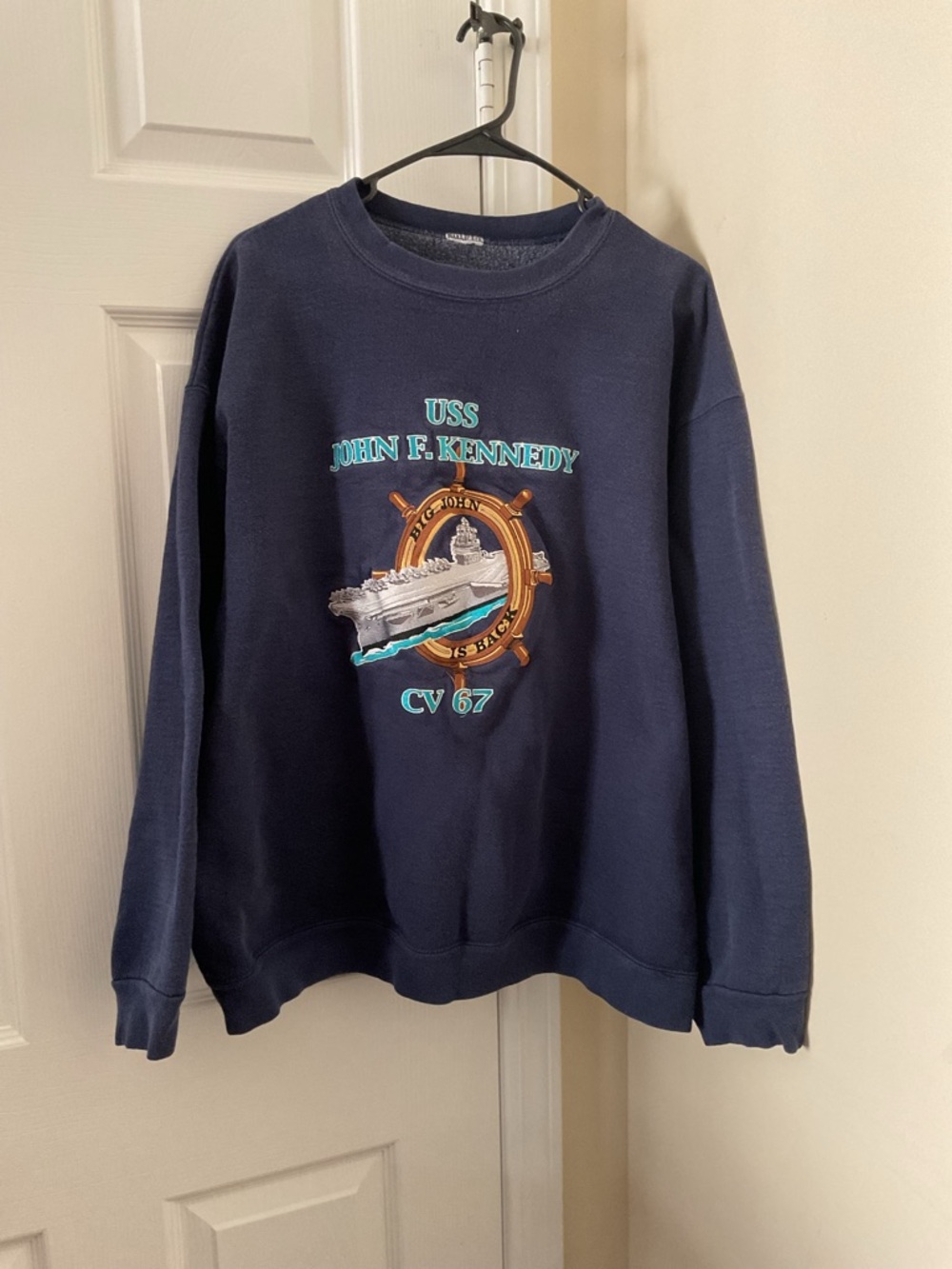 USS John F. Kennedy Navy Graphic Crewneck Sweatshirt - Navy
